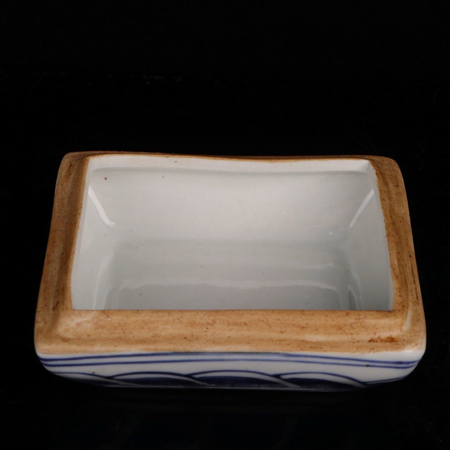 Ceramic blue and white glazed square printing box