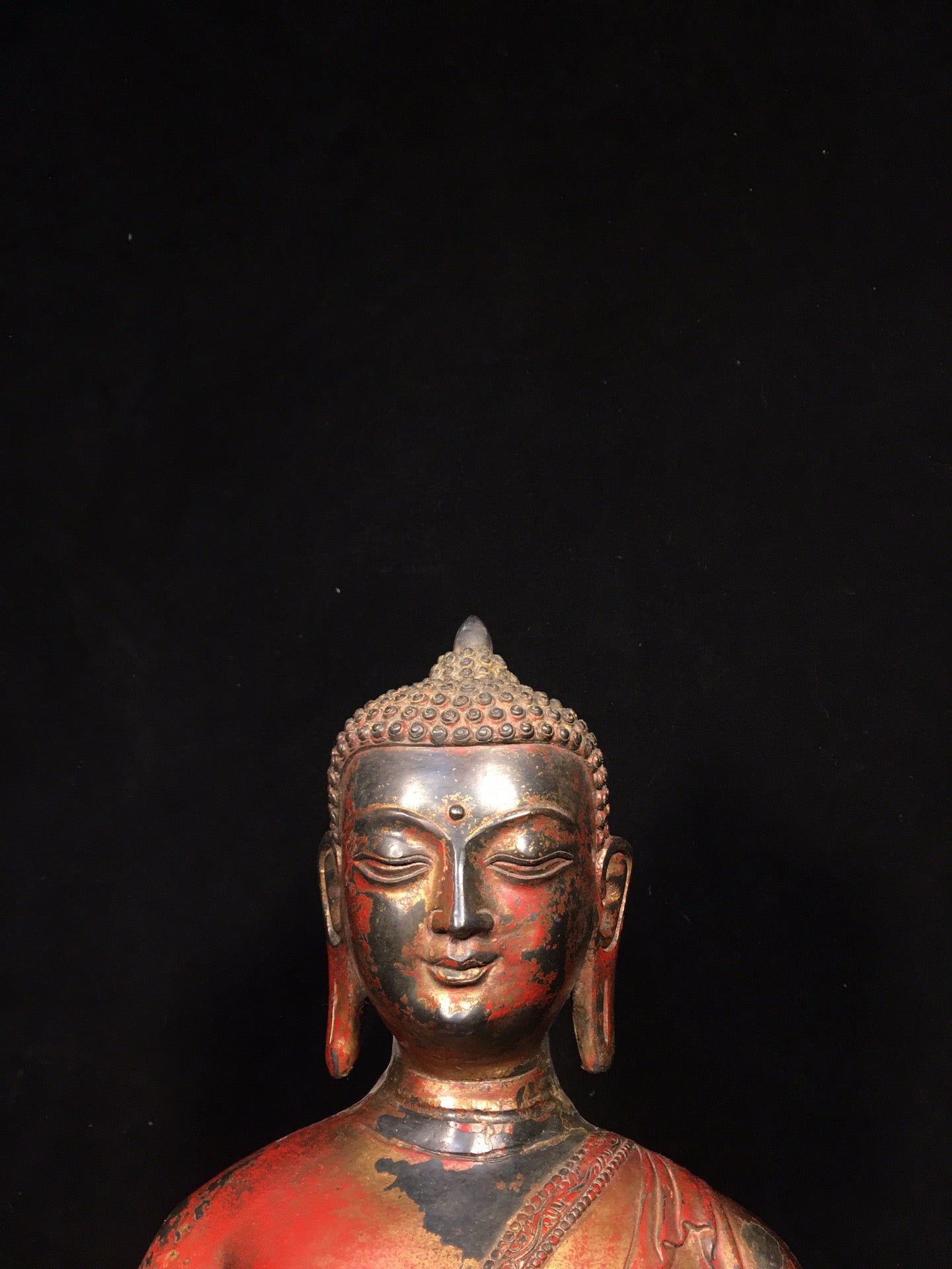 Chinese antique pure copper statue of Shakyamuni Buddha
