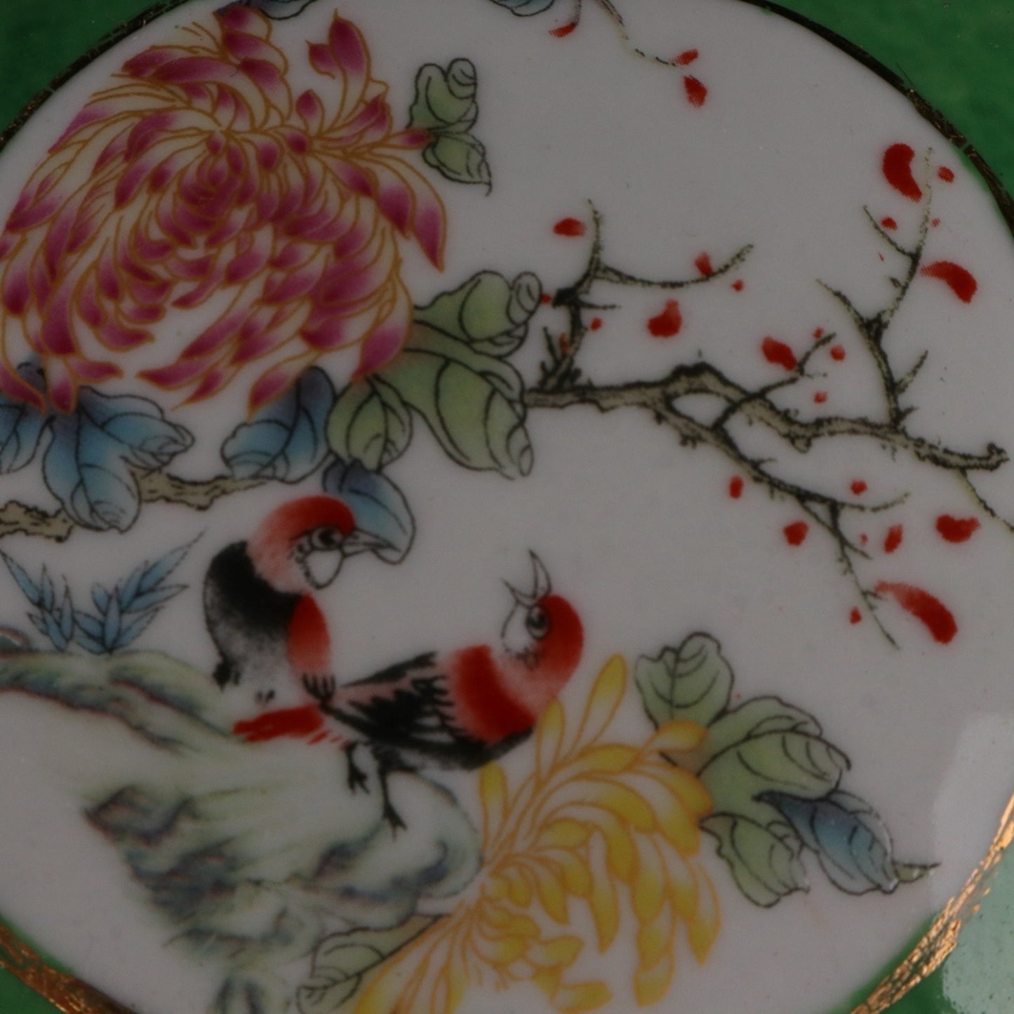 Ceramic Green Window Flower and Bird Printing Box