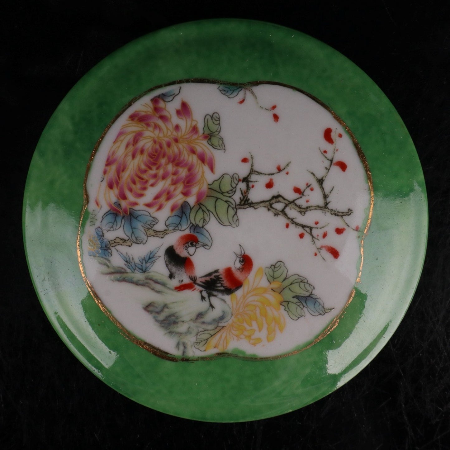 Ceramic Green Window Flower and Bird Printing Box