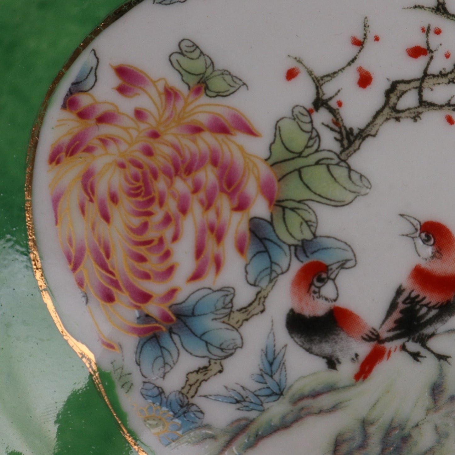 Ceramic Green Window Flower and Bird Printing Box