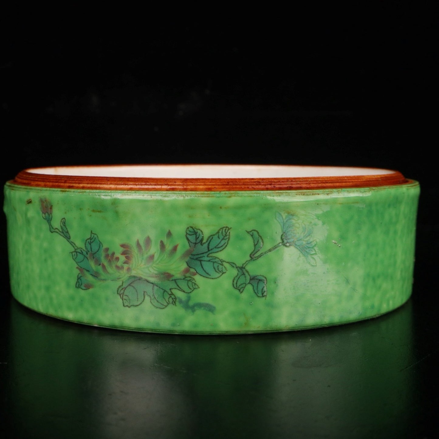 Ceramic Green Window Flower and Bird Printing Box