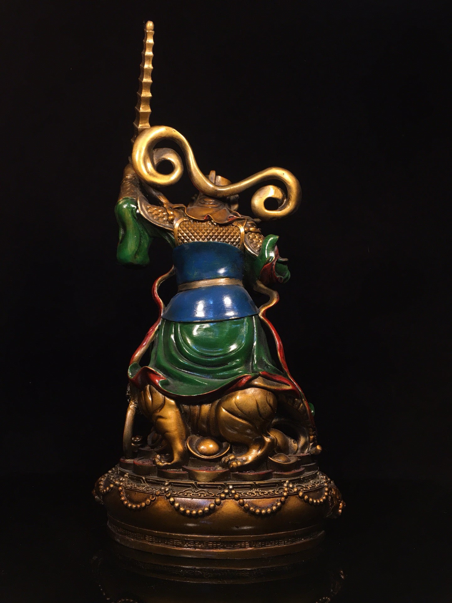Chinese Antique Painted Martial God of Wealth Zhao Gongming