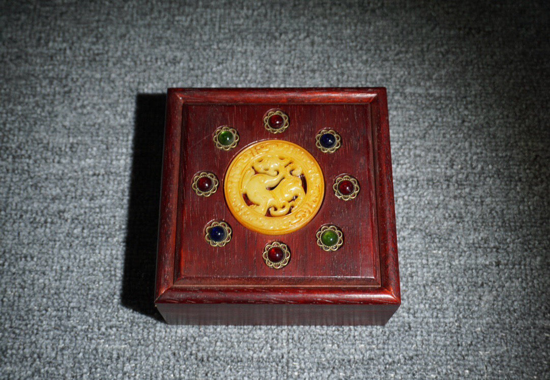 Pear wood square jewelry box