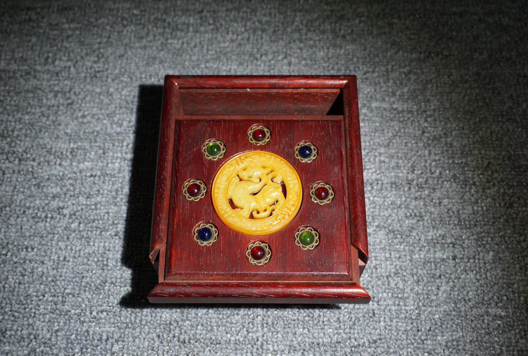 Pear wood square jewelry box