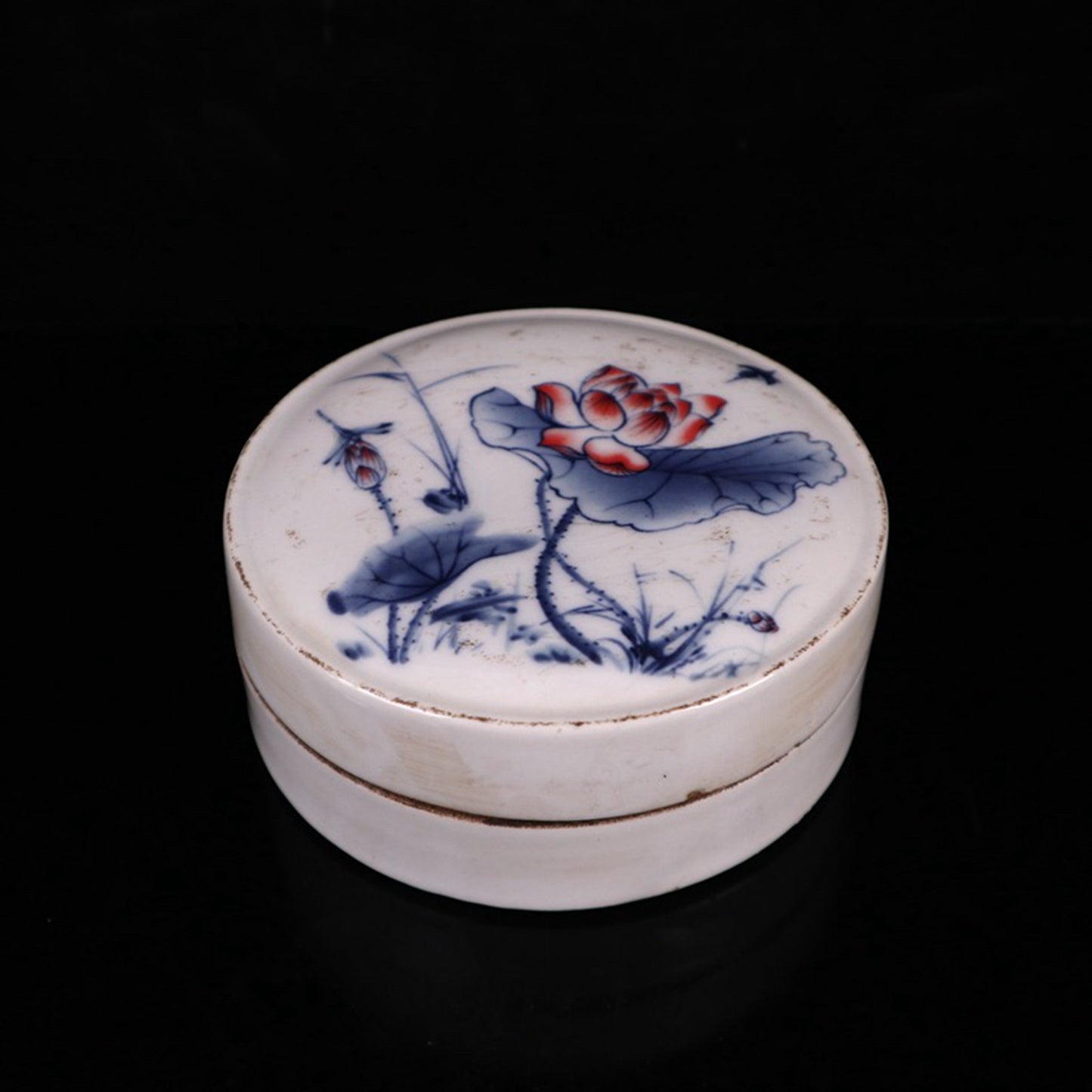 Ceramic blue and white glazed lotus pattern printing box