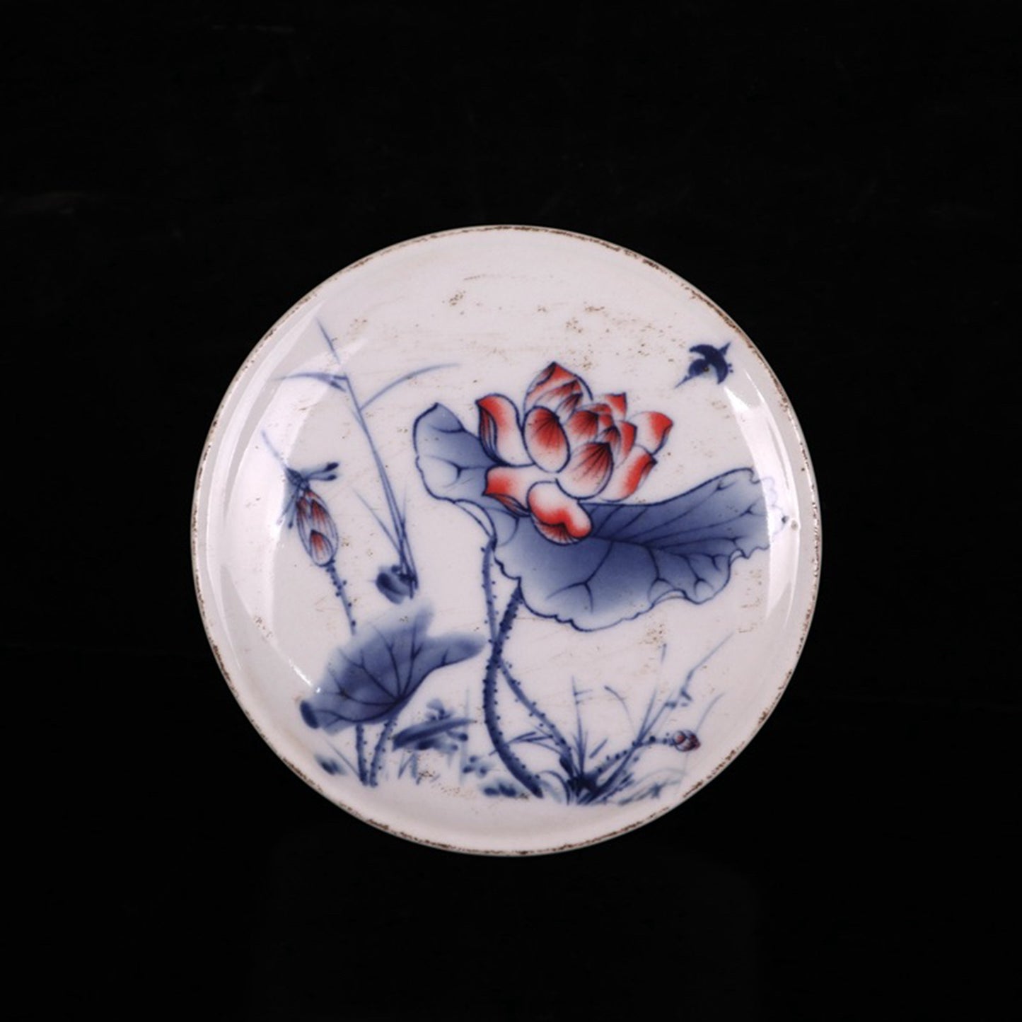 Ceramic blue and white glazed lotus pattern printing box