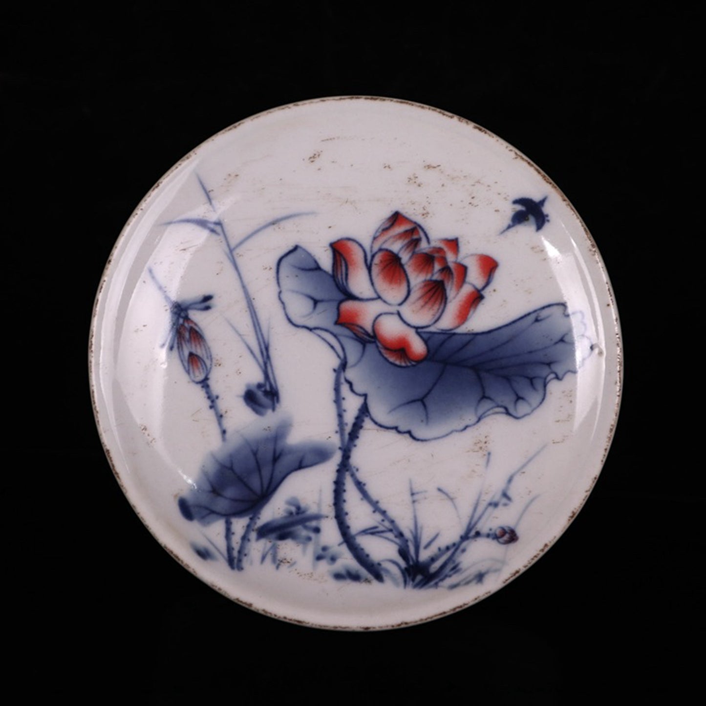 Ceramic blue and white glazed lotus pattern printing box