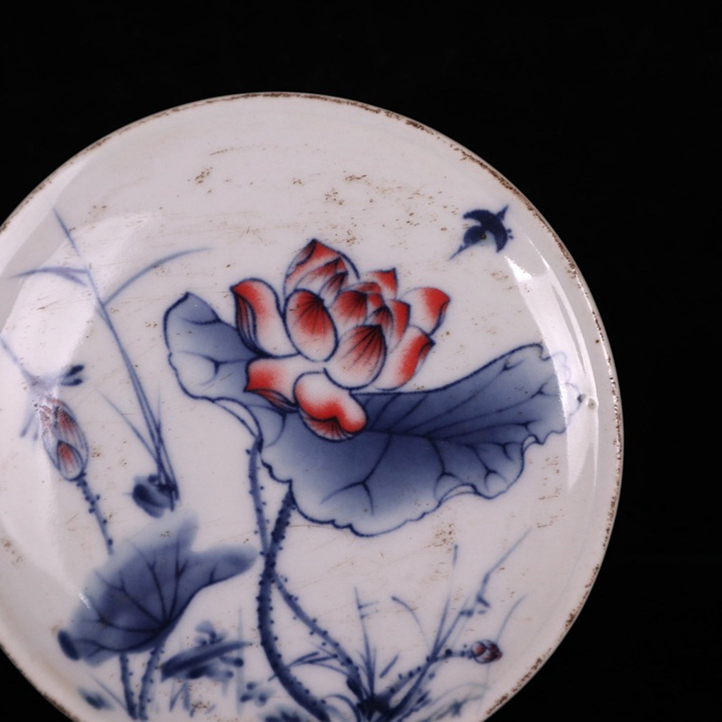 Ceramic blue and white glazed lotus pattern printing box