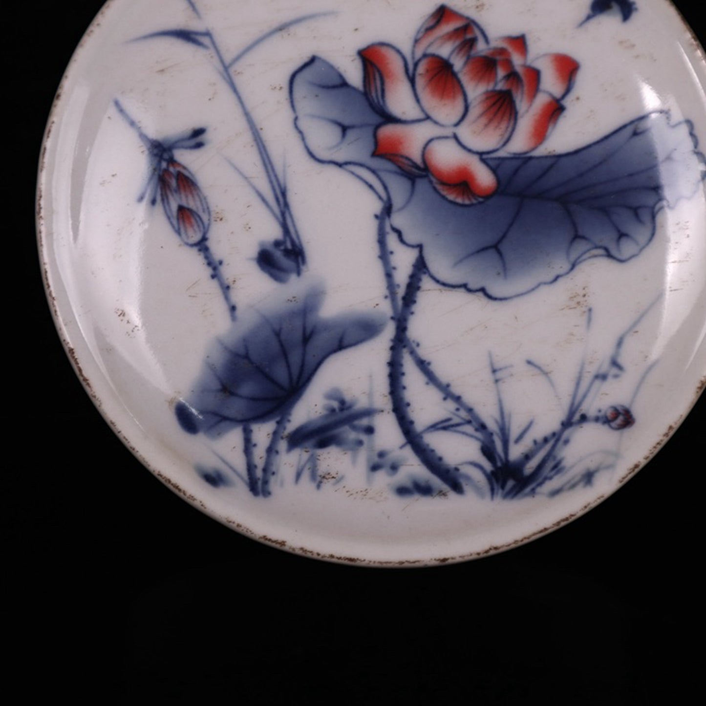 Ceramic blue and white glazed lotus pattern printing box