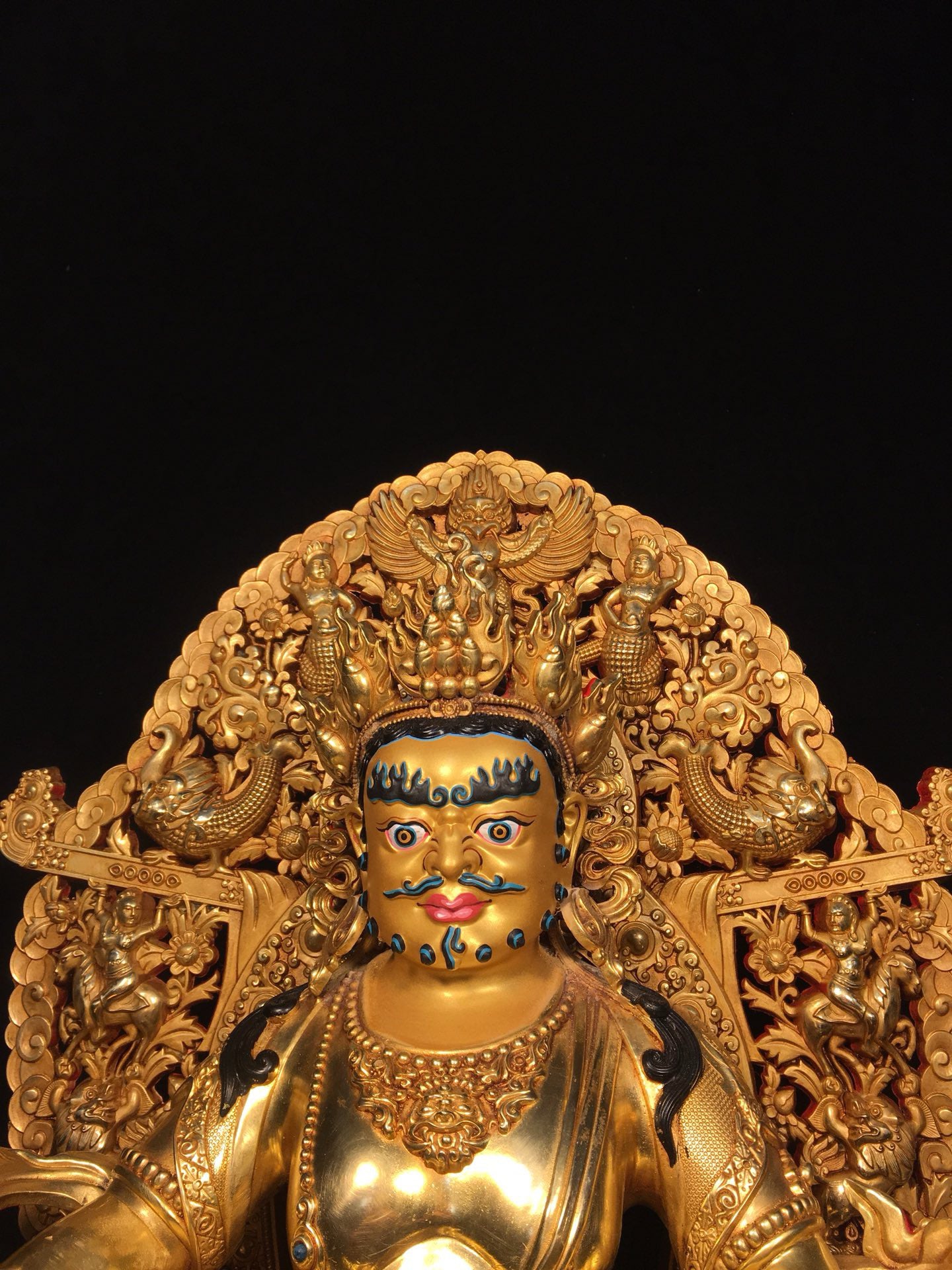 Chinese antique pure copper yellow statue of the God of Wealth Buddha