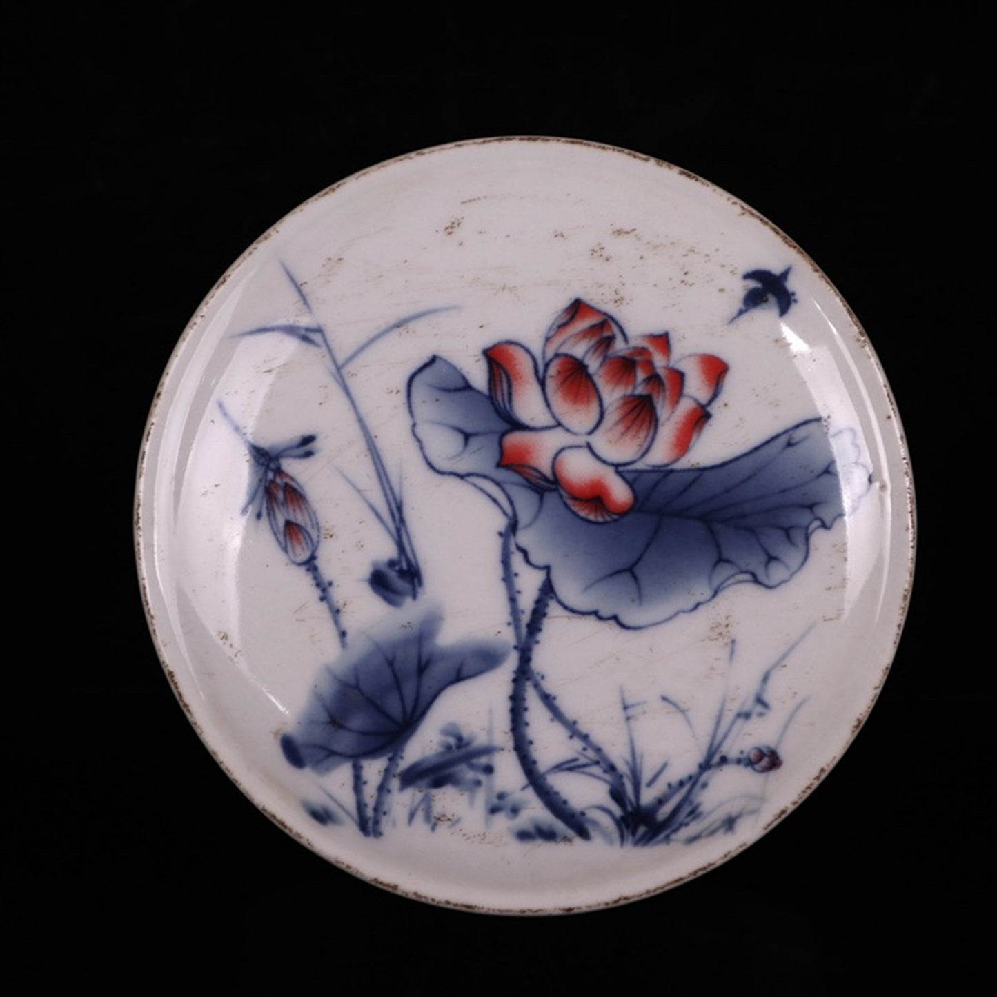 Ceramic blue and white glazed lotus pattern printing box