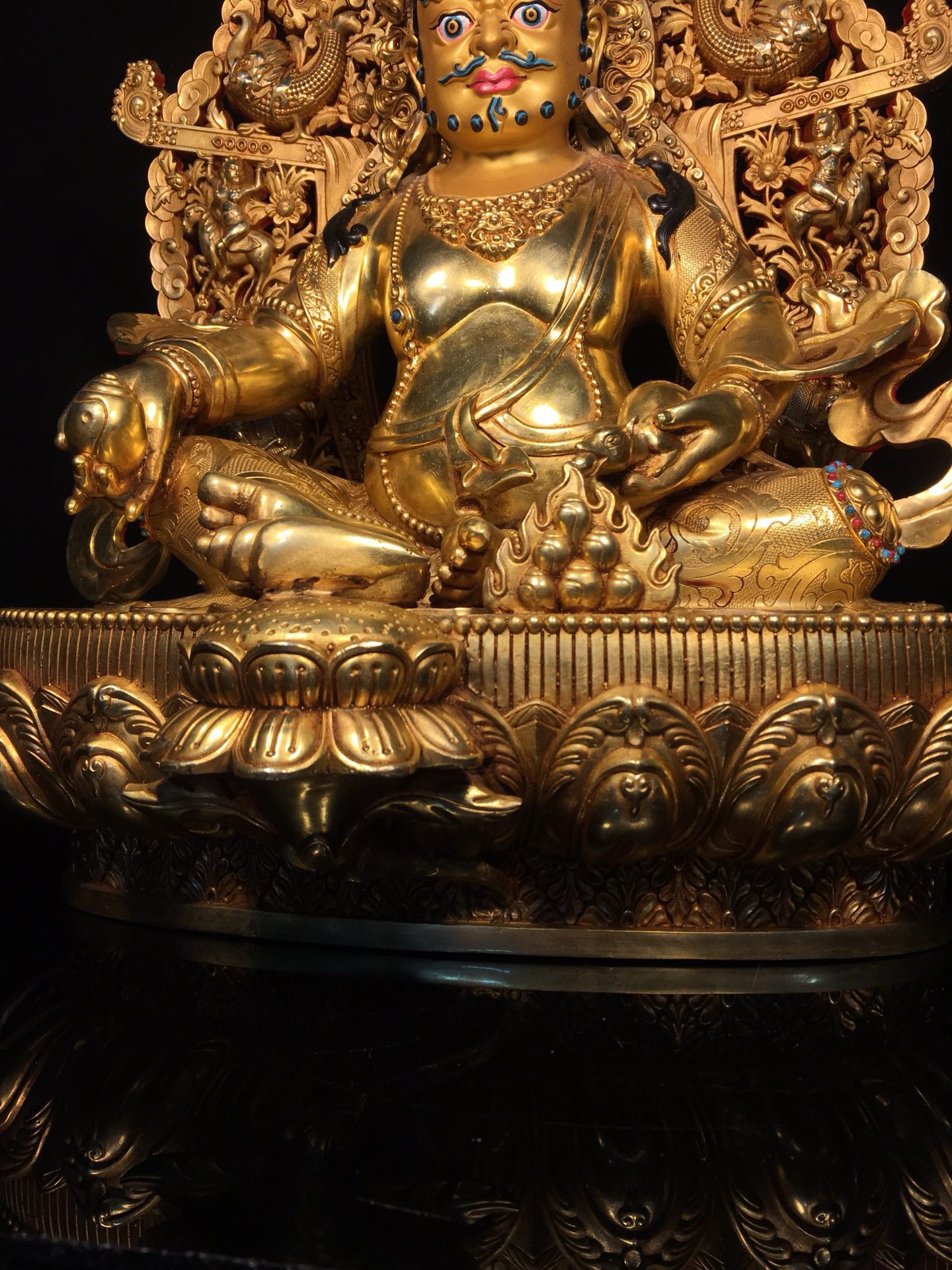Chinese antique pure copper yellow statue of the God of Wealth Buddha