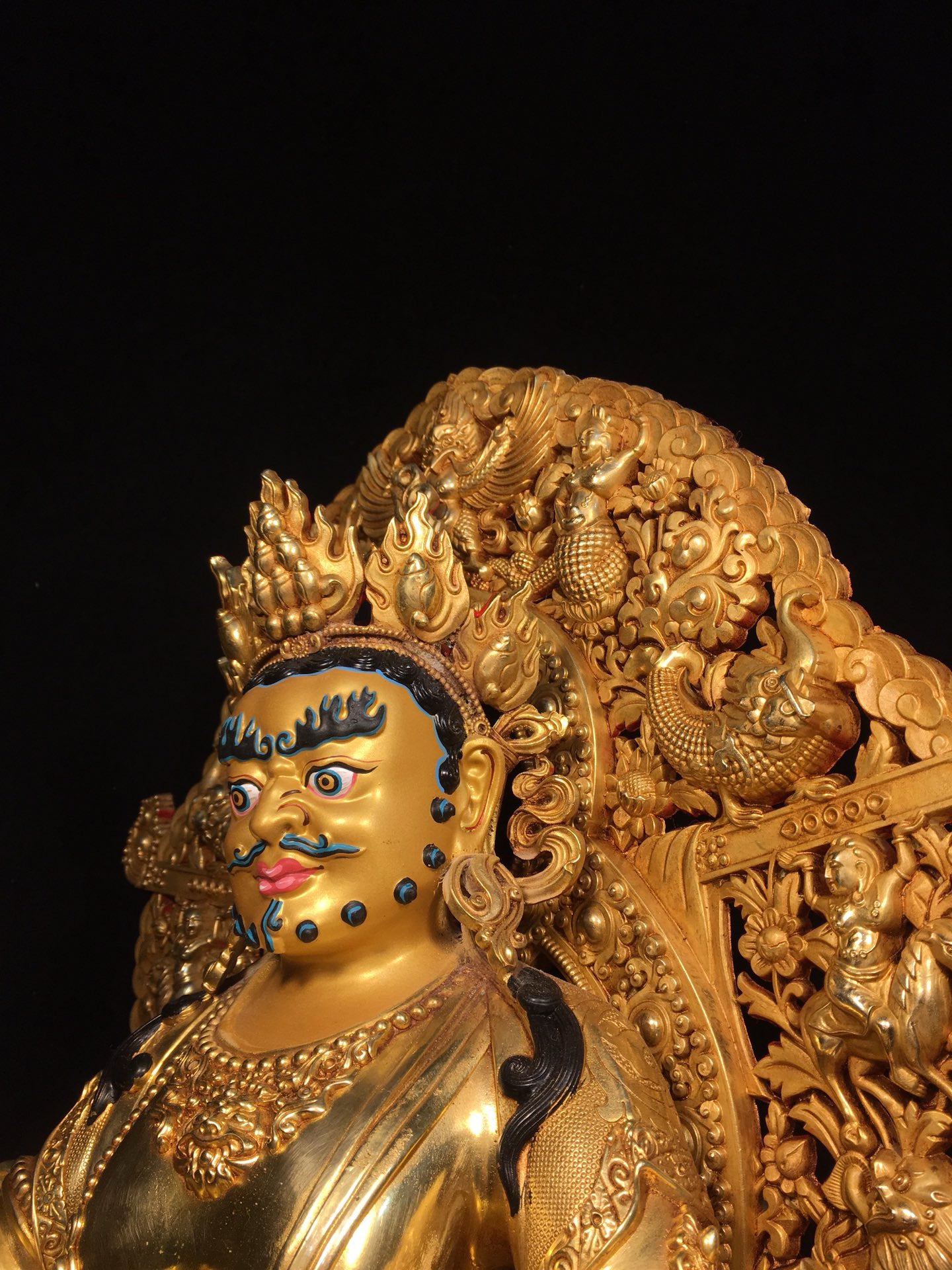 Chinese antique pure copper yellow statue of the God of Wealth Buddha