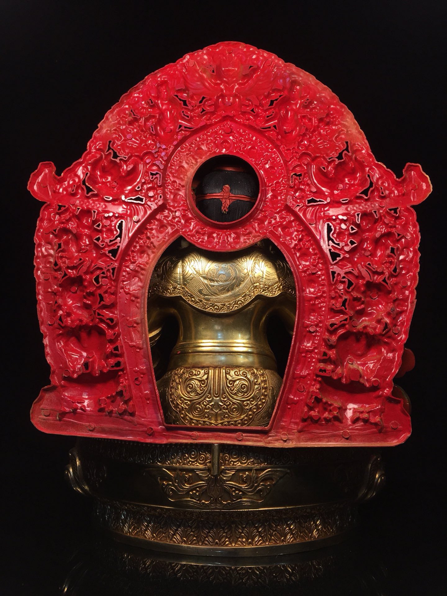 Chinese antique pure copper yellow statue of the God of Wealth Buddha