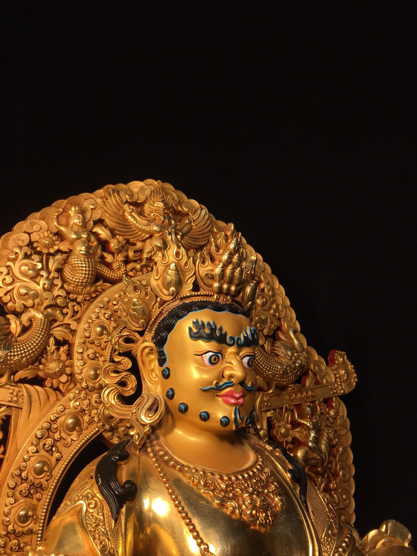 Chinese antique pure copper yellow statue of the God of Wealth Buddha