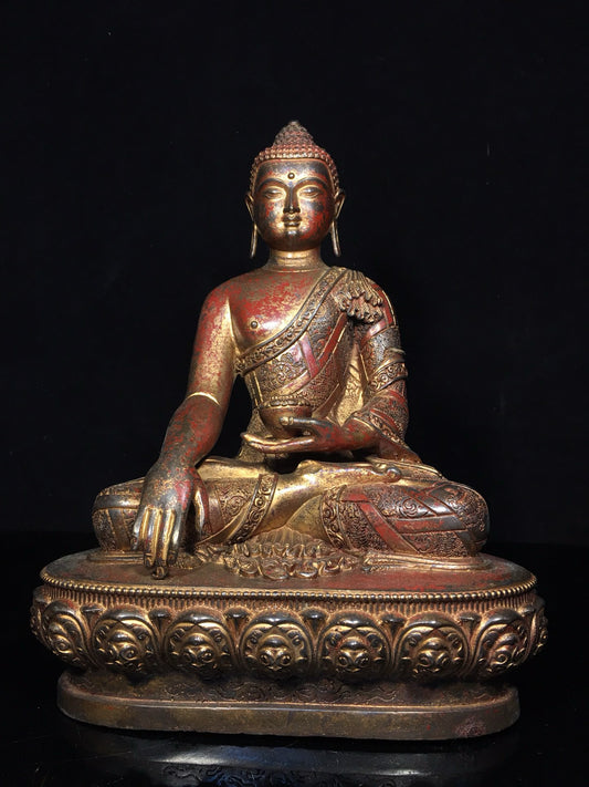 Chinese antique pure copper statue of Shakyamuni Buddha