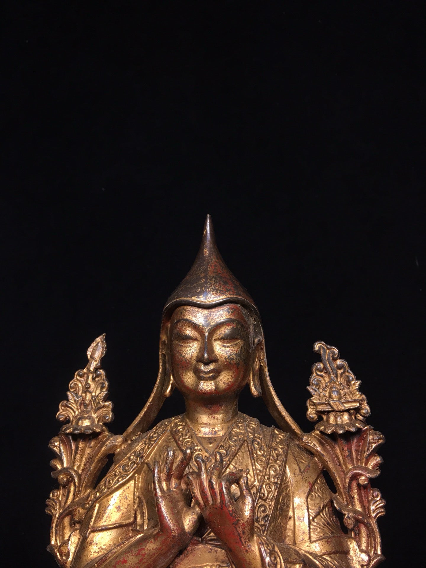 Chinese antique pure copper statue of Zongkhapa Buddha