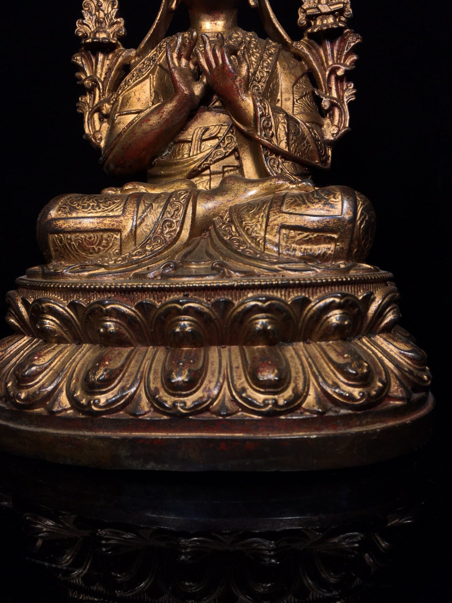Chinese antique pure copper statue of Zongkhapa Buddha