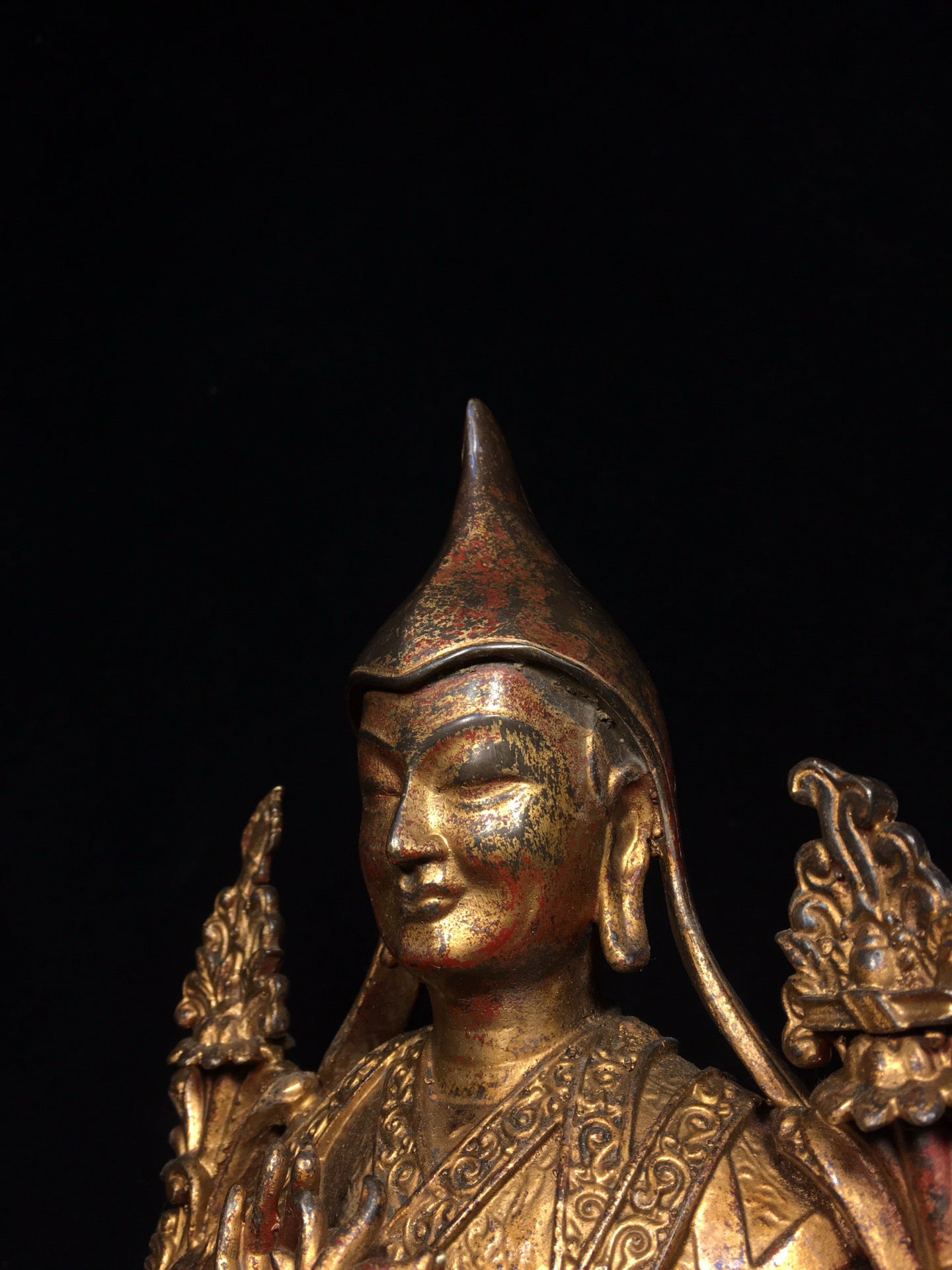 Chinese antique pure copper statue of Zongkhapa Buddha