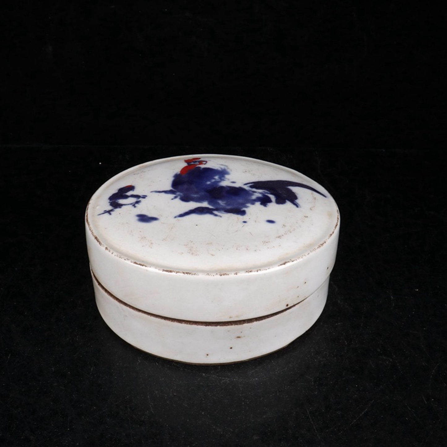 Ceramic blue and white glazed medium color auspicious image printing box