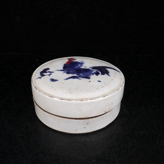 Ceramic blue and white glazed medium color auspicious image printing box