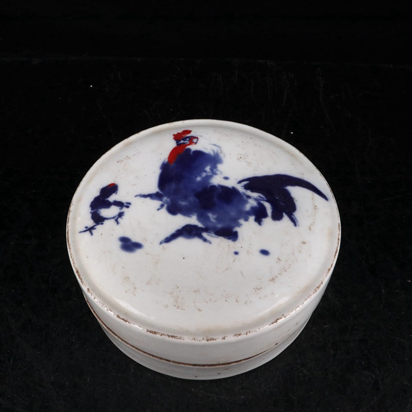 Ceramic blue and white glazed medium color auspicious image printing box
