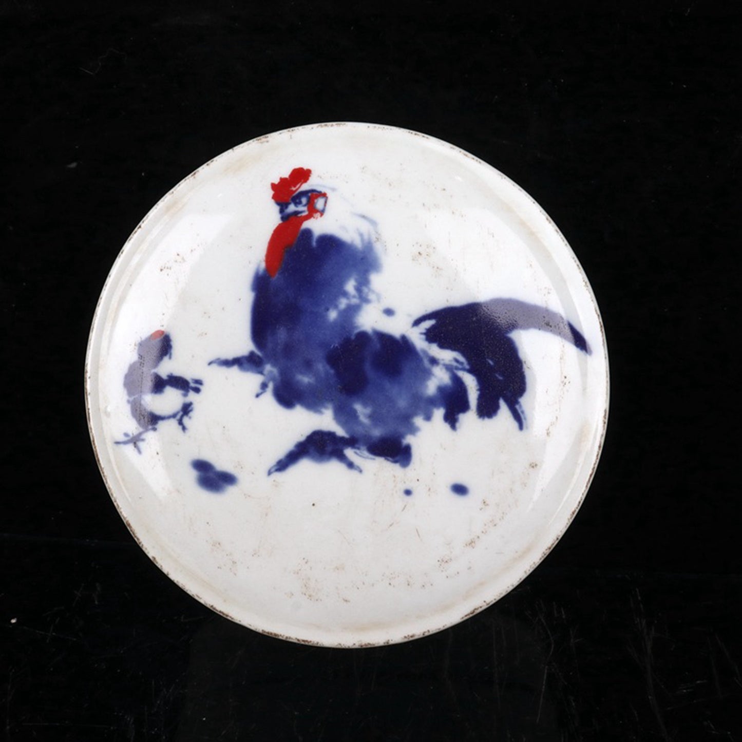 Ceramic blue and white glazed medium color auspicious image printing box