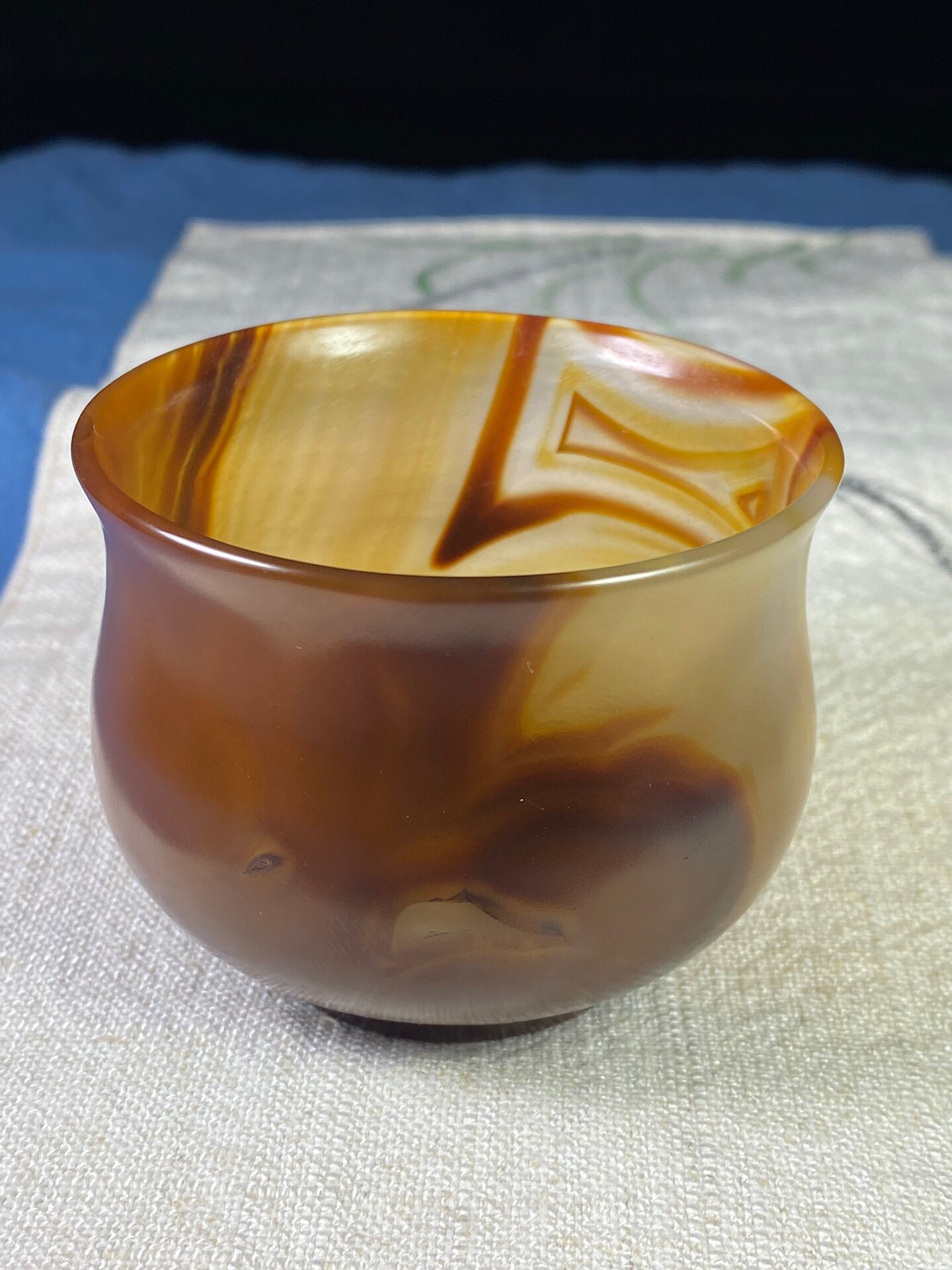 Chinese antique agate carved cup