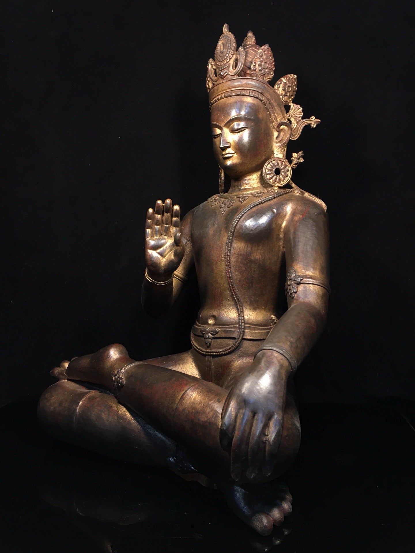 Chinese antique pure copper statue of Avalokitesvara Bodhisattva