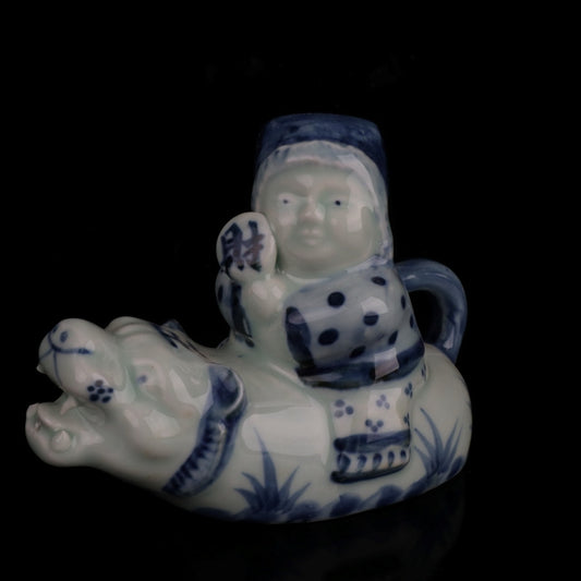 Ceramic Blue and White Boy Tiger Little Water Drop