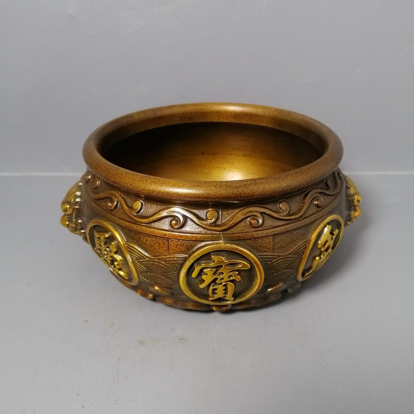 Chinese antique pure copper treasure pot ornaments