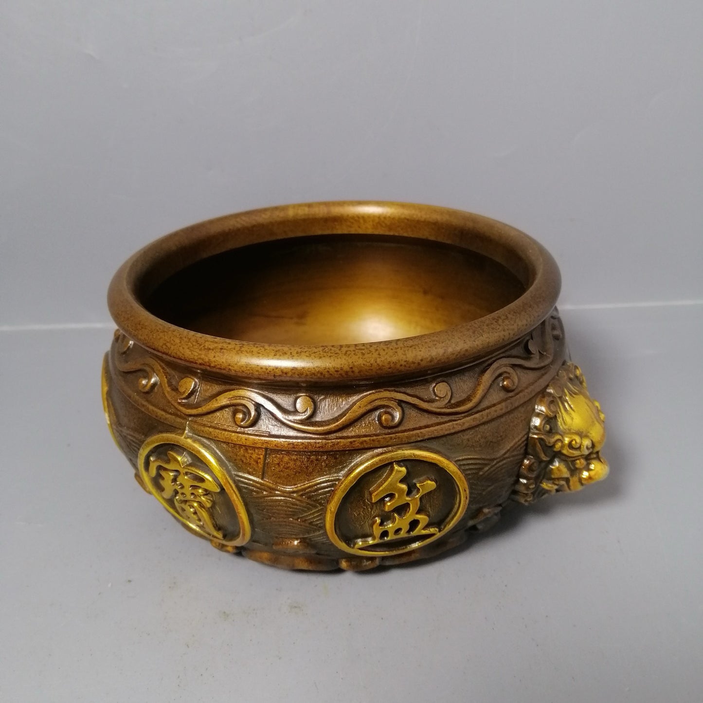 Chinese antique pure copper treasure pot ornaments