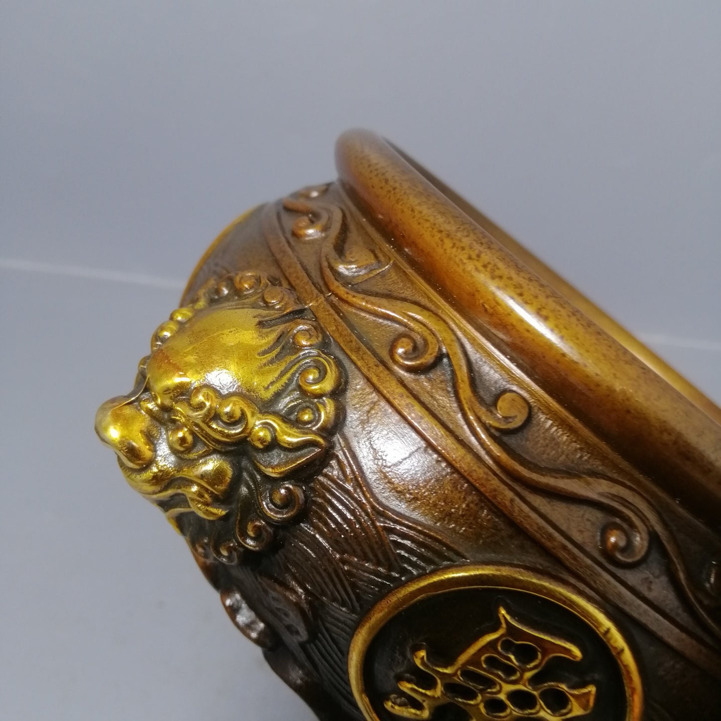 Chinese antique pure copper treasure pot ornaments