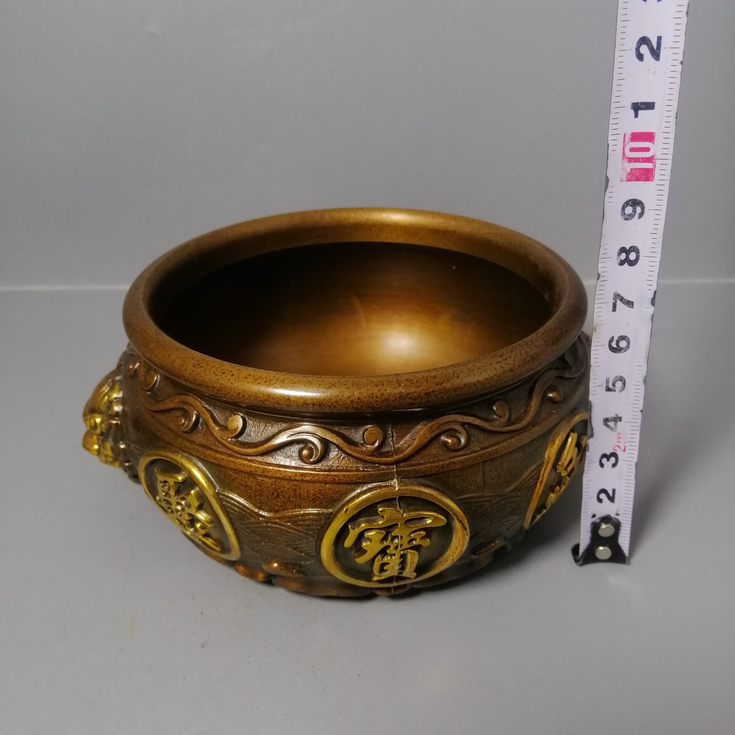 Chinese antique pure copper treasure pot ornaments