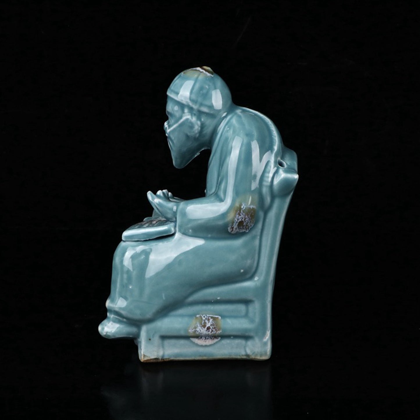 Ceramic Blue Glazed Accounting Room Mr. Sculpture Like Water Droplets