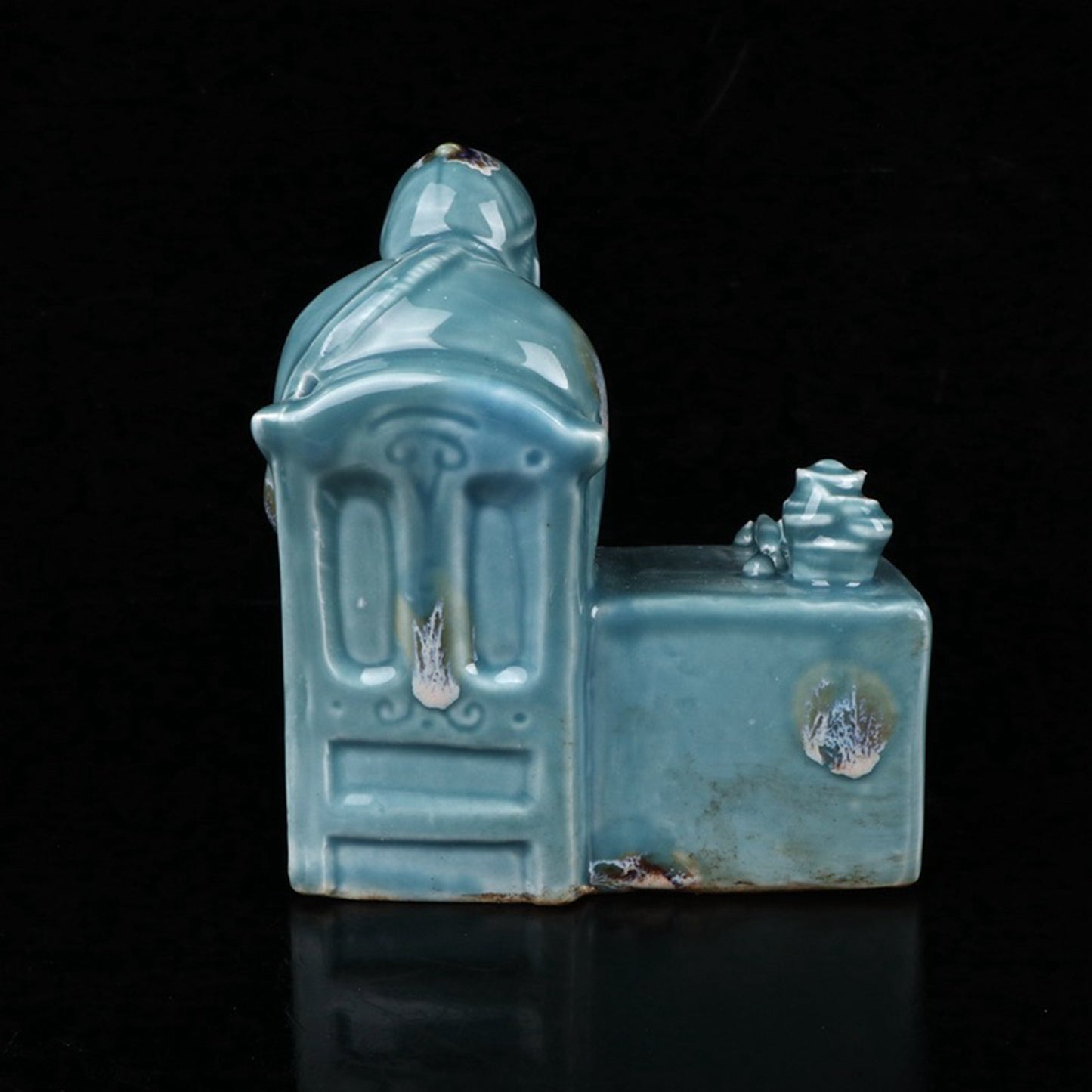 Ceramic Blue Glazed Accounting Room Mr. Sculpture Like Water Droplets