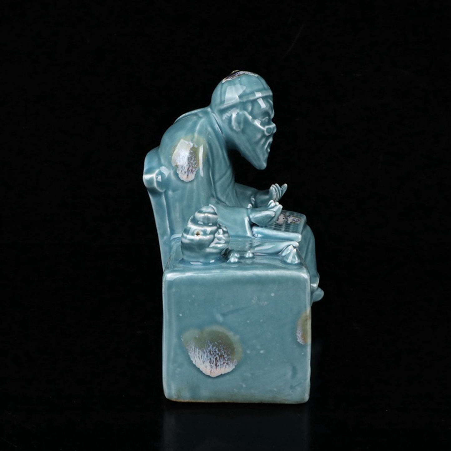 Ceramic Blue Glazed Accounting Room Mr. Sculpture Like Water Droplets