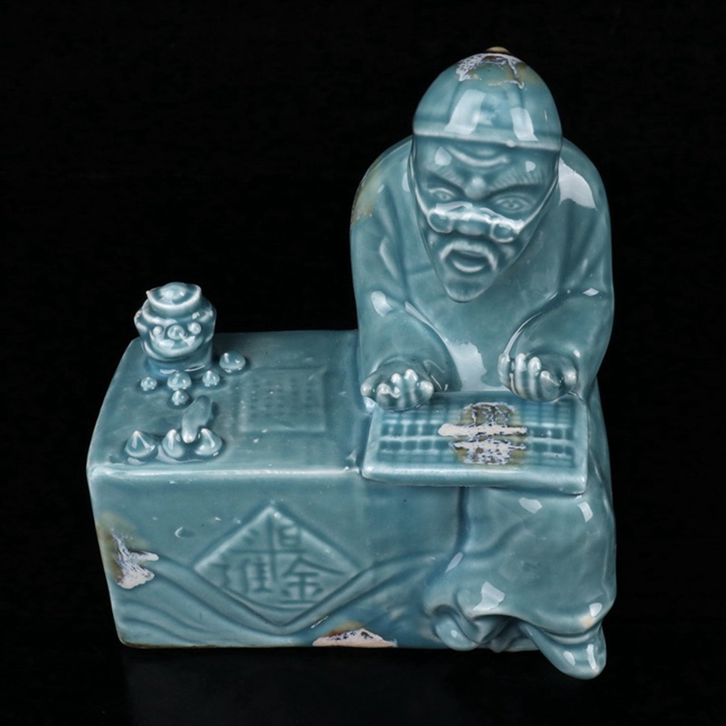 Ceramic Blue Glazed Accounting Room Mr. Sculpture Like Water Droplets