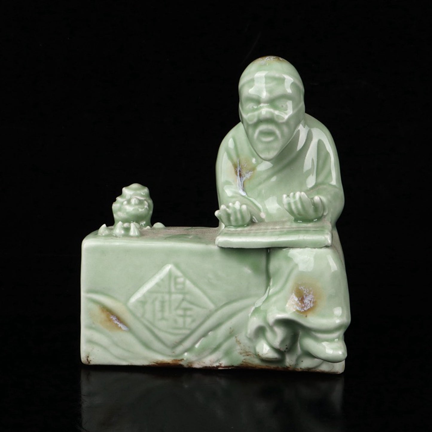 Ceramic Blue Glazed Accounting Room Mr. Sculpture Like Water Droplets