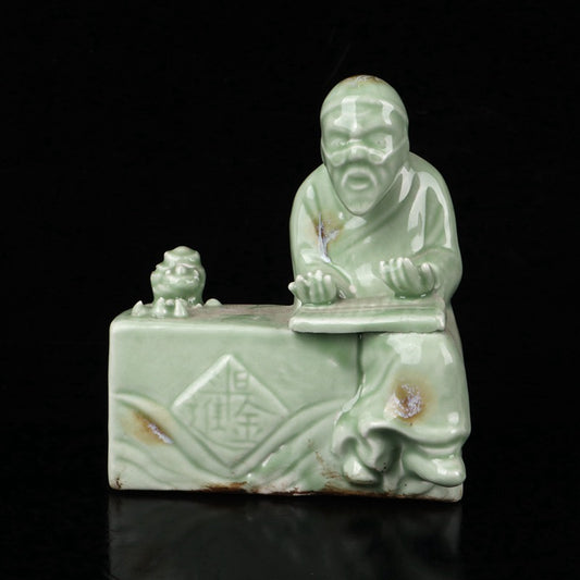 Ceramic Blue Glazed Accounting Room Mr. Sculpture Like Water Droplets