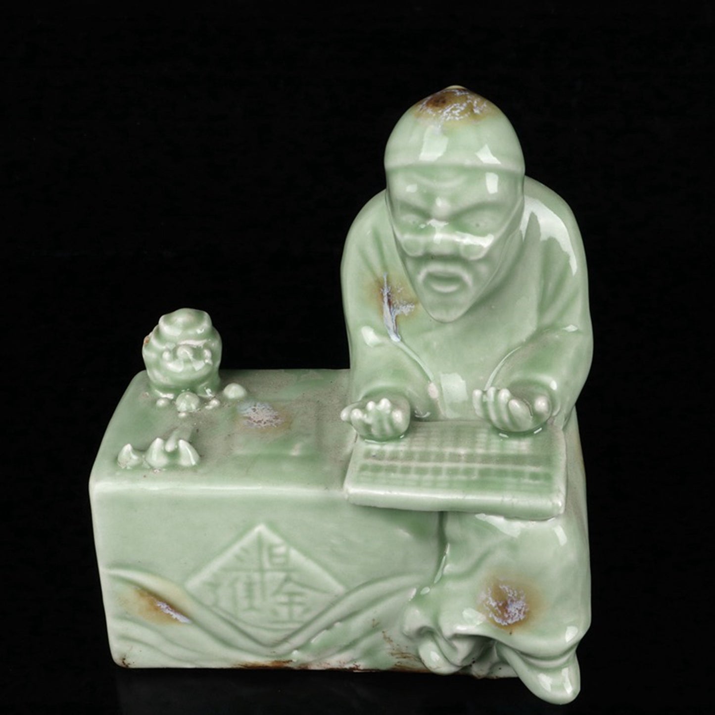 Ceramic Blue Glazed Accounting Room Mr. Sculpture Like Water Droplets