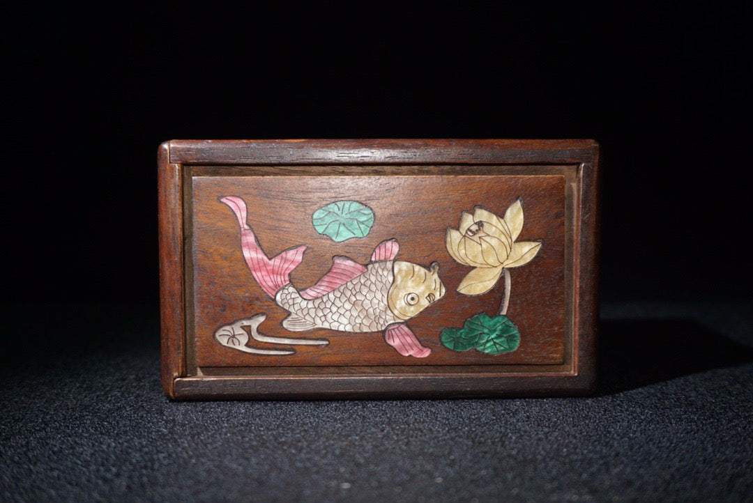 Flower pear wood small mechanism box