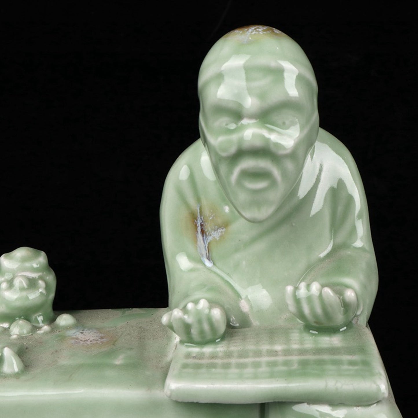 Ceramic Blue Glazed Accounting Room Mr. Sculpture Like Water Droplets