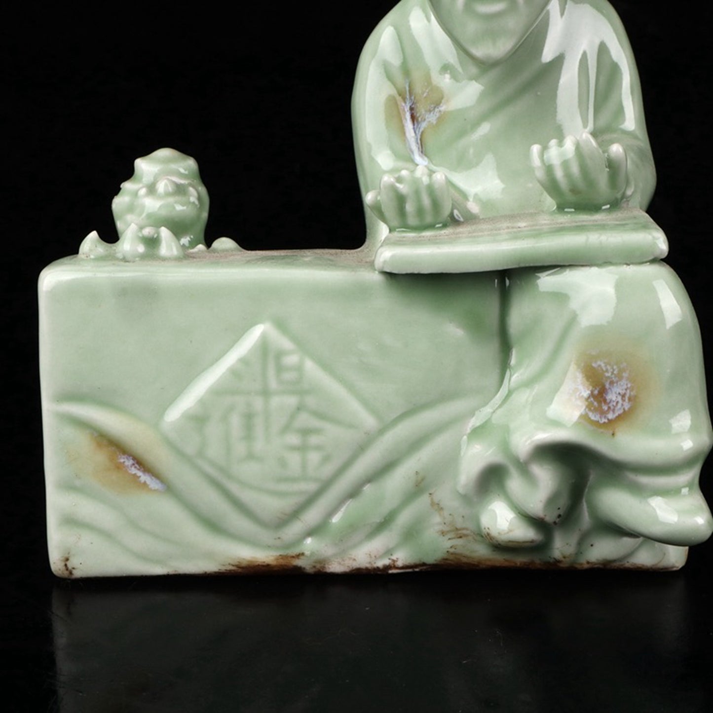 Ceramic Blue Glazed Accounting Room Mr. Sculpture Like Water Droplets