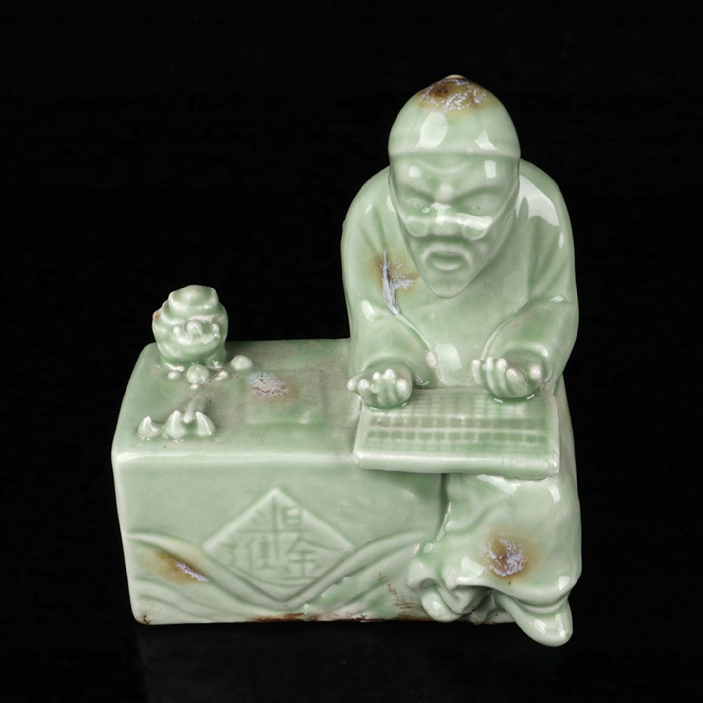 Ceramic Blue Glazed Accounting Room Mr. Sculpture Like Water Droplets