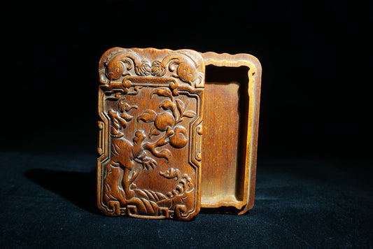 Hua Li Mu Carved Fu Shou Ru Yi Jewelry Box