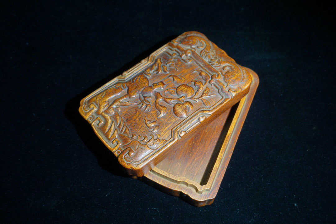 Hua Li Mu Carved Fu Shou Ru Yi Jewelry Box