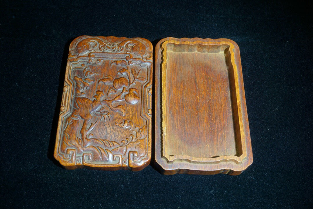 Hua Li Mu Carved Fu Shou Ru Yi Jewelry Box
