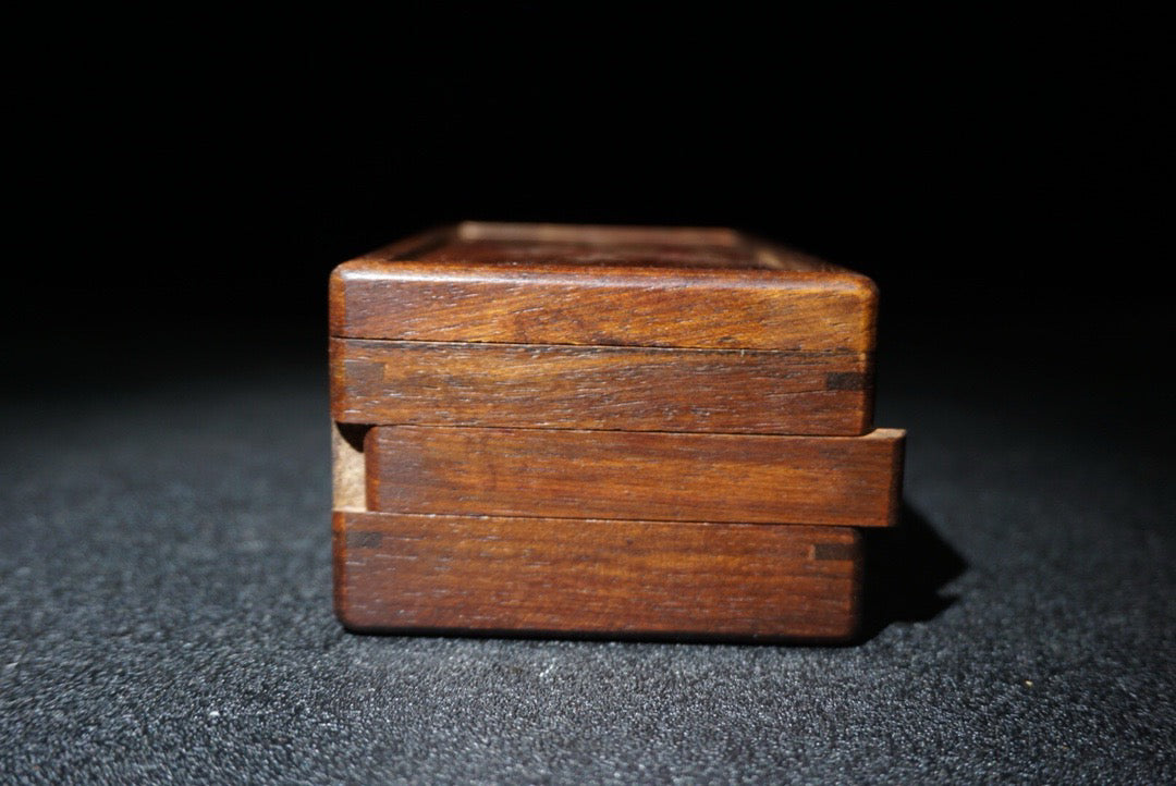 Flower pear wood inlaid shell with joyful eyebrows mechanism box
